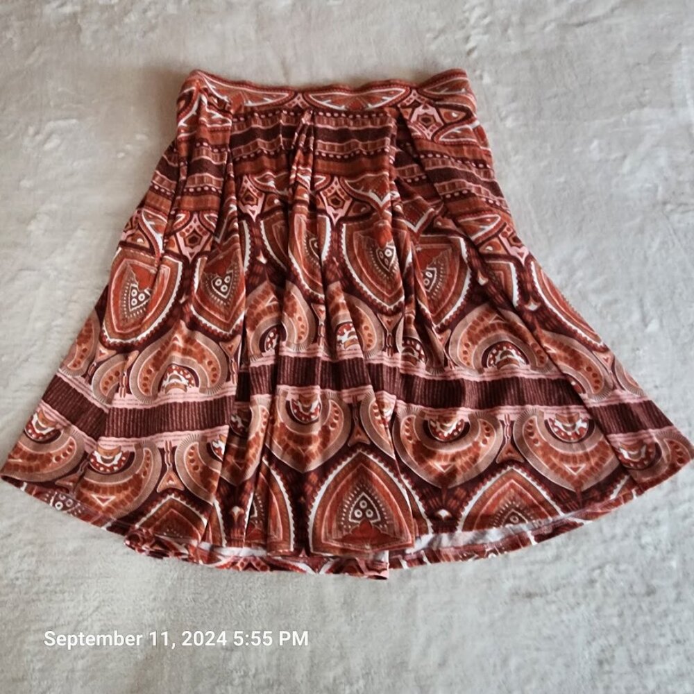 LuLaRoe Women's Madison Skirt Large Pull On Pleated Pockets Multicolor Geometric - Picture 9 of 9